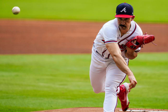 Braves righthander Spencer Strider pitches against the Phillies.